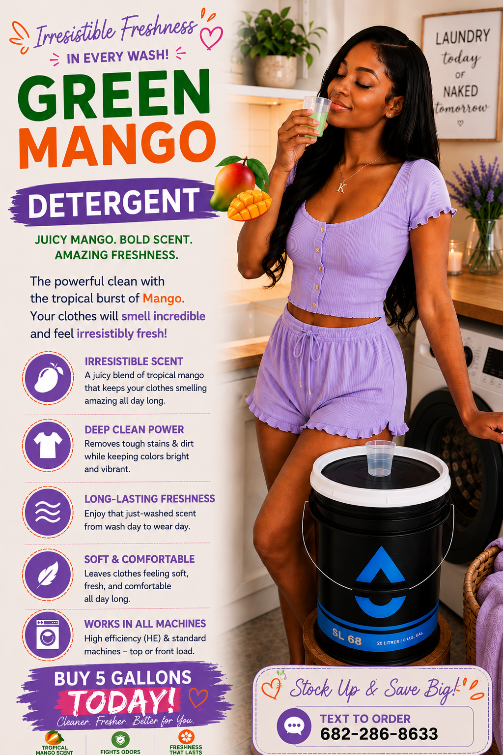 🩷5 Gallons Green Mango🥭 Detergent 🫧~(Similar to Gain®️)